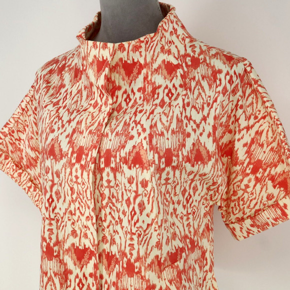 Cache Jacket Womens Small Ivory Orange Stretch Cotton Pockets Snaps Career - Picture 8 of 15